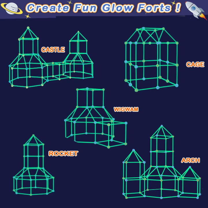 3D Construction Toys Fort Play Tent Child DIY Fort Building Tunnel Play Tent Indoor in the Dark Fort Building Kit for Kids Gift